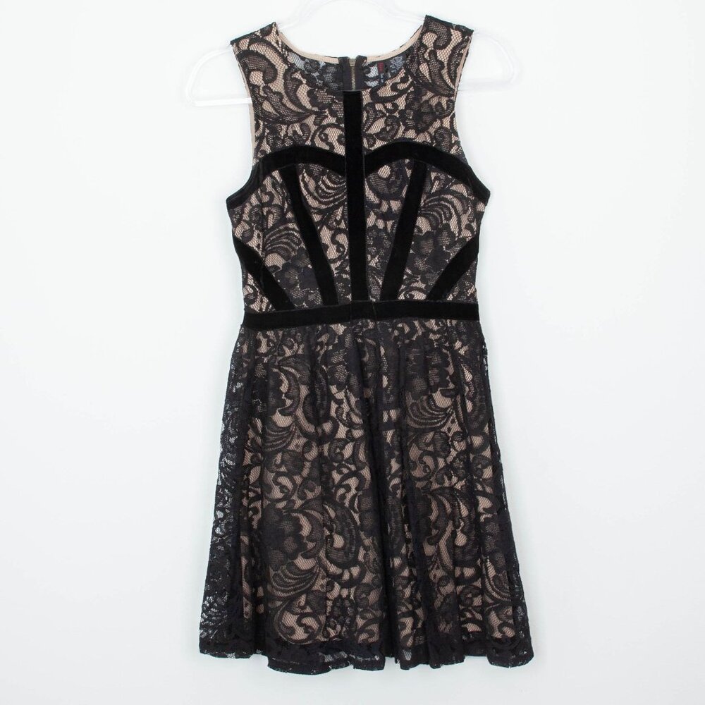 Fire Los Angeles Womens Sleeveless Lace Velvet Mini Dress Size S Goth Witchy